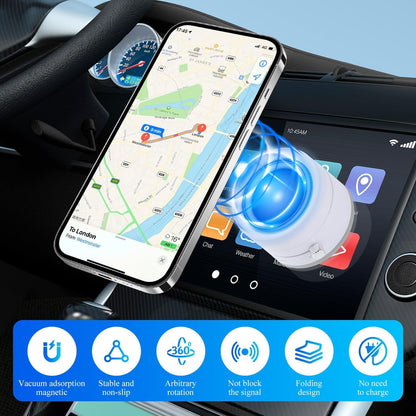 Car Phone Holder Upgraded Vacuum Magnetic Phone Holder for Car with N52 Magnet, Adjustable Suction Cup Phone Mount, Includes Metal Ring & Adhesive Pad, Fits iPhone & Android