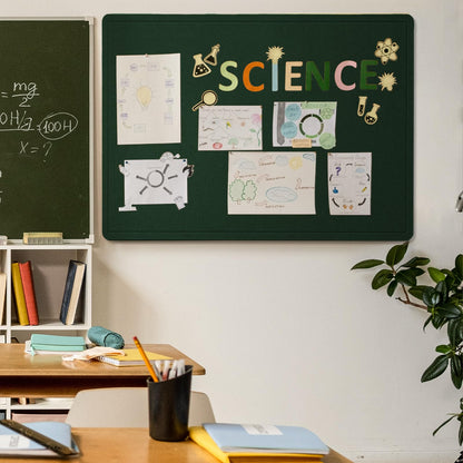Lightomorrow Large Bulletin Board - 48 x 36 Inches, Decorative Felt Pin Board for Wall - 4' x 3' Foldable Photo Display Board with Self-Adhesive Tape, Includes 20 Push Pins - Dark Green