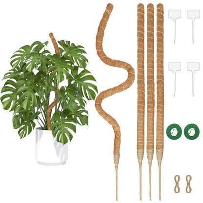 Deergo 4Pack 30 Inch Bendable Moss Pole for Plants Monstera, Coco Coir Plant Support Pole for Small Climbing Plants Grow Up