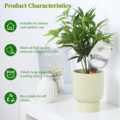 GEWOSI 3pcs Plant Self Watering Globes, Plastic Water Bulbs Top Fill, 12.3 oz Plant Watering Devices System Slow Release Terracotta, Water Spikes Stakes for Indoor (Clear-3pack)