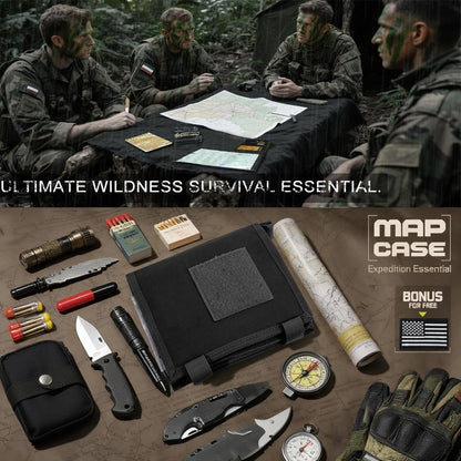 GORELAX Tactical Map Case - Military-Grade Army Gear for Land Navigation Kit, Waterproof TPU with Rapid-Access Window & MOLLE, US Flag Patch Included