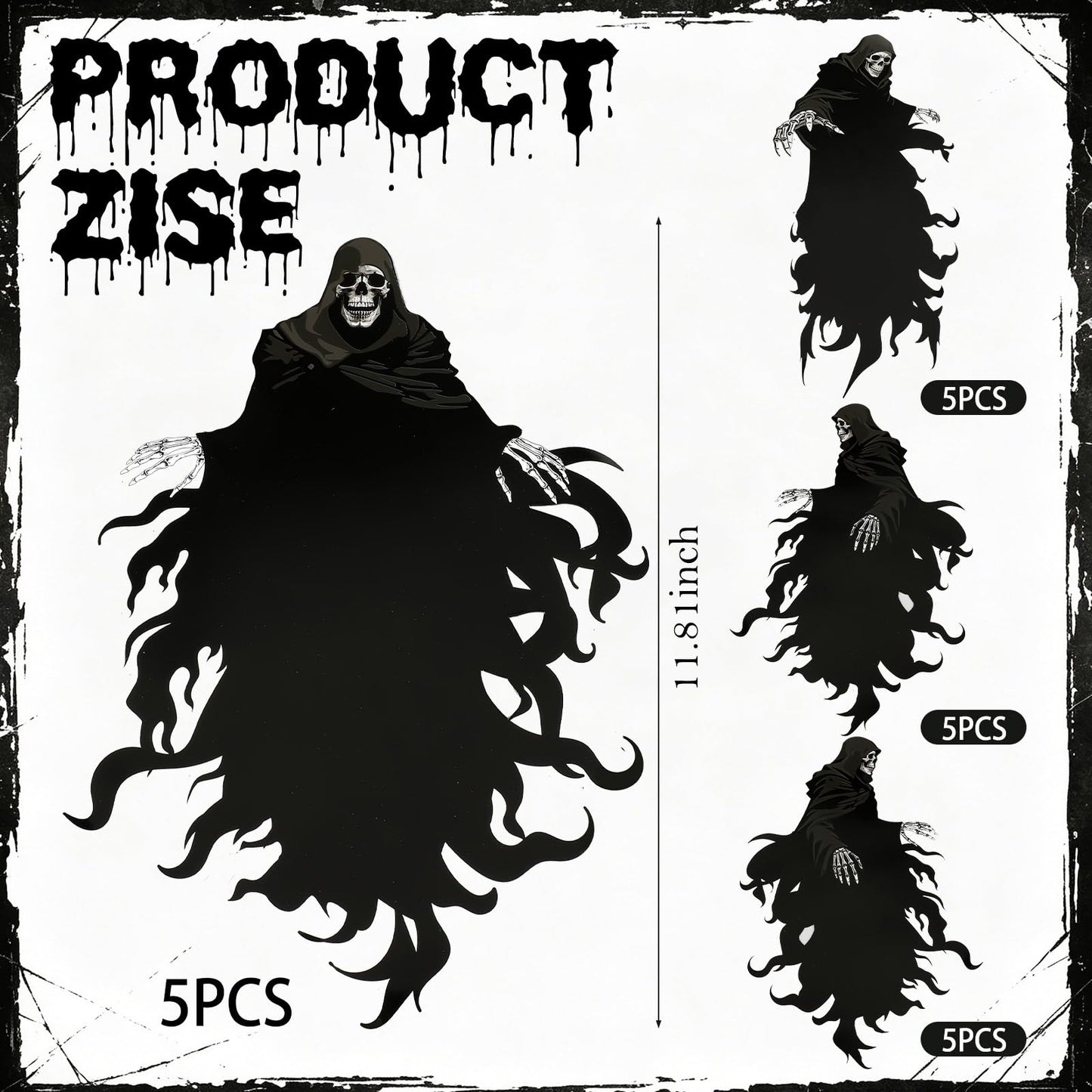 Preboun 20 Pcs Grim Reaper Hanging Decorations Magical Wizard Party Decorations Wizard Theme Birthday Paper Ceiling Streamers Spooky Ornaments for Kids School Classroom Birthday Halloween