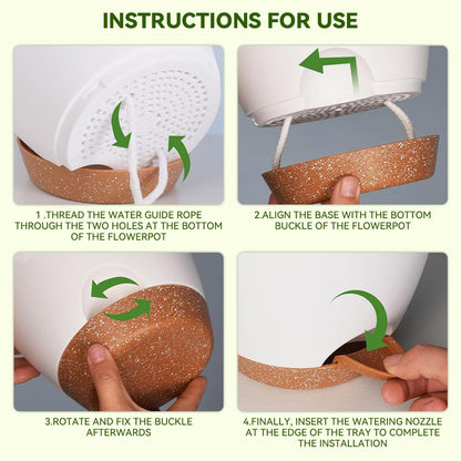 Nuotuv 8/9/10 Inch Large Self Watering Pots, Plastic Flower Pots with Multi Mesh Drainage Holes and Water Level Indicator & Deep Reservoir for Indoor Outdoor Garden Plants and Flowers (White)