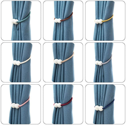 Melaluxe 6 Pack Magnetic Curtain Tiebacks, Decorative Curtain Holdbacks for Window Décor (Grey)