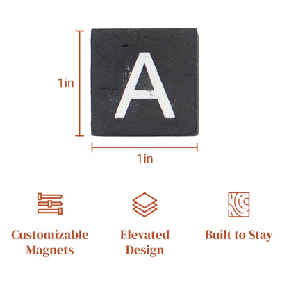 Stiles 100 Piece Magnetic Wooden Letter Tiles - Alphabet Magnets for Whiteboards, Refrigerators & Magnetic Letter Boards - Changeable Letters for Craft & Announcements, Grey
