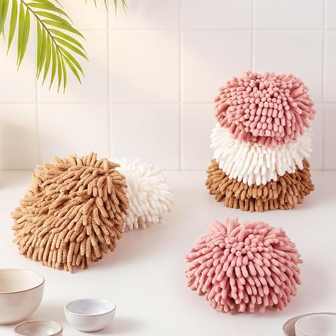 Macarrie 12 Packs Fluffy Towel Chenille Hand Towel Absorbent Fast Drying Hand