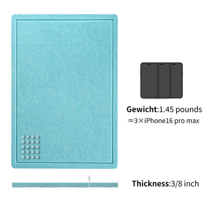 Bulletin Board, 36 x 24 inches Felt Board - Decorative Pin Board, Cork Board Alternative for Wall, 3' x 2' Foldable Picture Board Self-Adhesive Vision Board with 20 Pushpins - Turquoise Blue