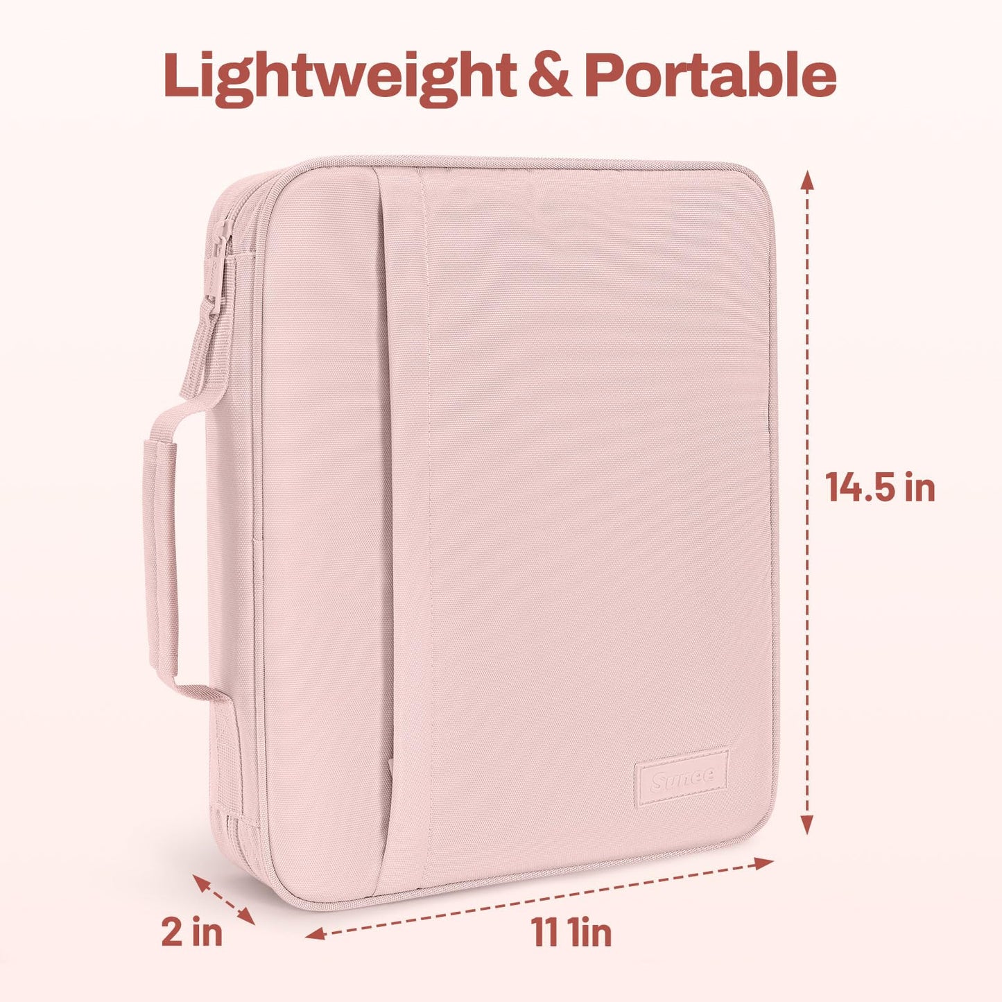 SUNEE Zipper Binder 1 Inch, Removable 3-Ring Binder, 175-Sheet Capacity, 5-Tab Dividers Expanding File Folder, Small Binder Bag Organizer Storage for Student School Classroom Supplies, Pink Lotus