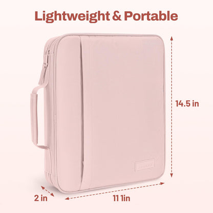 SUNEE Zipper Binder 1 Inch, Removable 3-Ring Binder, 175-Sheet Capacity, 5-Tab Dividers Expanding File Folder, Small Binder Bag Organizer Storage for Student School Classroom Supplies, Pink Lotus