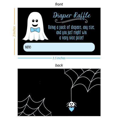 25 Ghost Diaper Raffle Tickets for Halloween Little Boo Baby Showers - Blue