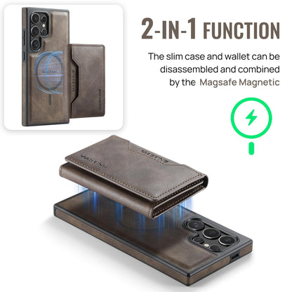 SZHAIYU K2 2 in 1 Detachable Magnetic Phone Cases Compatible with Samsun Galaxy S24 Ultra Case with Card Holder RFID Blocking, Compatible with Magsafe Wallet, Leather 6.8'' (S24 Ultra,Coffee)