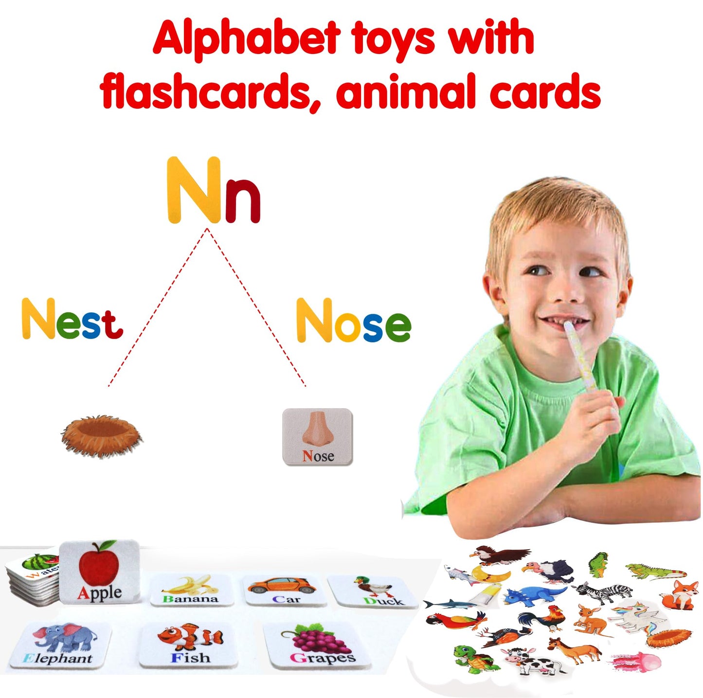 Craftstory 130 Pcs Alphabet Learning Toys Letters-Felt Montessori Board for Toddlers with Flashcards Preschool Spelling Vocabulary Activities Educational Toys for 3 Year Old