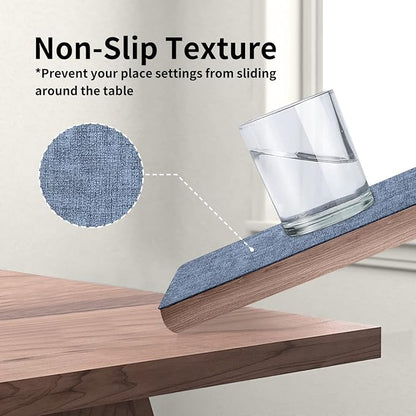Maxpearl Faux Leather Placemats Set of 6 - Waterproof - Wipe Clean - Heat Resistant - Anti Slip Dining Table Place Mats, Suitable for Indoor & Outdoor Use, 17’’×12’’, Blue