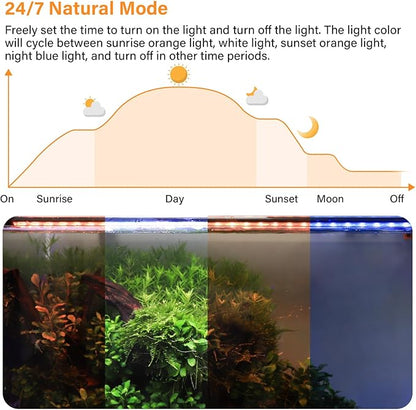 hygger Submersible LED Aquarium Light, 17W 19in 24/7 Mode Fish Tank Light with 5 Rows Beads, with Timer 9 Colors and Adjustable Brightness, Full Spectrum IP68 Waterproof Light for Fish Tank 20-35 inch