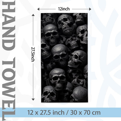 Turamurra Hand Towels Set of 2 Black Skull Themed Towels for Bathroom Decorative, Bath Towels, Soft Absorbent Towels for Farmhouse Home Decor Gifts for Women 14 x 28 in