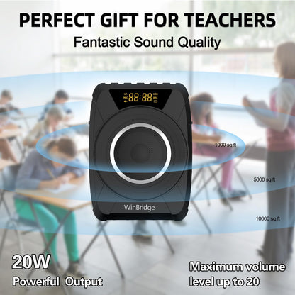 Voice Amplifier Wireless Microphone, 20W Portable PA System with Bluetooth & Headset Mic, Waterproof Portable Microphone and Speaker, Megaphone for Teachers, Classroom, Outdoor Events - M801