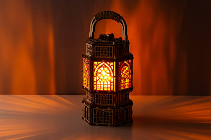 Wood Trick Antique Lantern Luminous LED 3D Wooden Puzzles for Adults to Build - 2-Mode Lighting - Engineering DIY Project Mechanical 3D Puzzle Model Kits for Adults