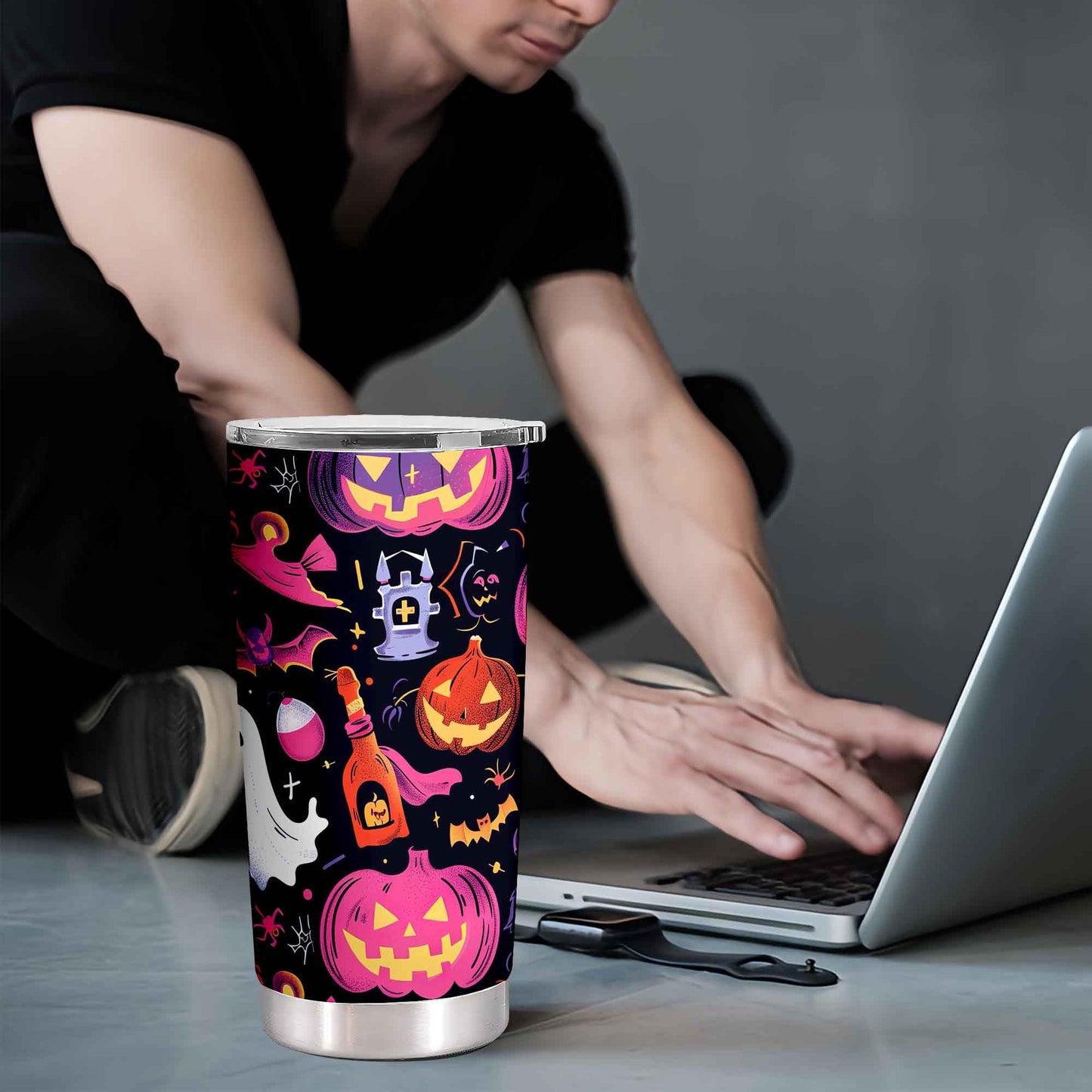 OHWIPI Christmas Tumbler 20oz, Men or Women Christmas Gifts, Halloween Gifts for Kids or Adults, Ghost Cups with Lid for Birthday Valentine or Holiday, Spooky Cups for Family Friends or Loved Ones