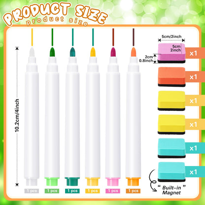 Watersay 24 Pcs Dry Erase Pocket Reusable Sleeves 10" x 14" Clear Plastic Sheet Protectors with Markers and Mini Dry Erasers for Paper(Modern Boho)