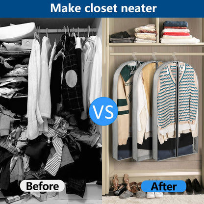 Belinlen 5 Pack 40" Garment Bags for Hanging Clothes Storage, Clear Suit Garment Bags with 4" Gussets for Closet Storage Travel, Plastic Protector for Coat, Jacket, Sweater, Shirts