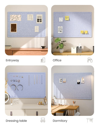 Fluxynara Bulletin Board,35.4" x 23.6" Cork Board Alternative with 12 Safe Removable Adhesive Tabs, Foldable Felt Pin Board for Home Office, Classroom, Bedroom,Entryway for Walls—Soft Periwinkle