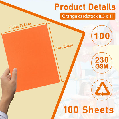Guakicae 100 Sheets Orange Cardstock 8.5 x 11 Halloween Cards, 80lb Thick Paper Card Stock for DIY Cards Making, Crafting, Party Decorations, Certificate, Memos
