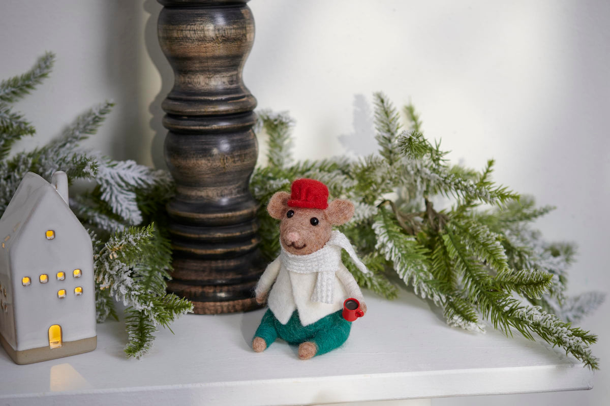 Primitives by Kathy Hot Cocoa Mouse Collectible Critter