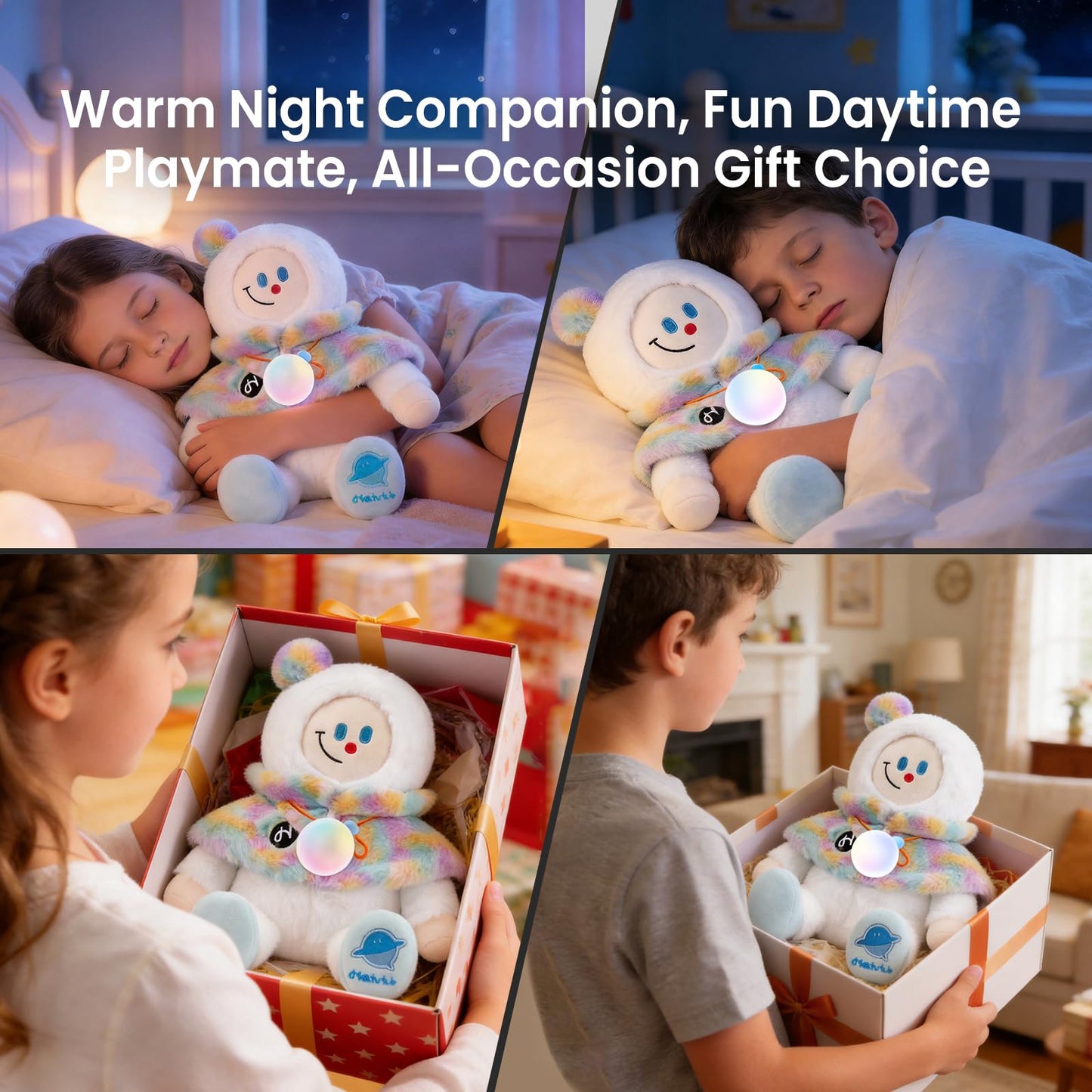 Smart AI Plush Toy Snowman Elf, Interactive Stuffed Animal for 3+ Kids, Screen-Free Educational Emo Robot with Advanced AI, APP with 16 Characters, Unique Gifts for Girls & Boys.Bedtime Companion