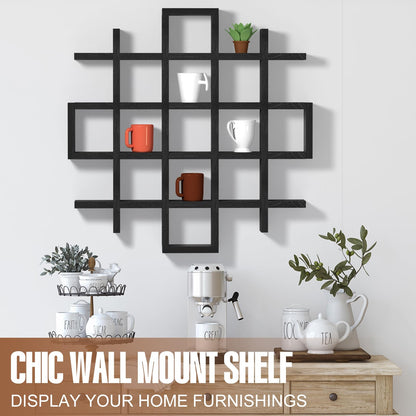 Suzile Oversize Coffee Mug Display Rack Wooden Display Shelves Rustic Wooden Floating Curio Shelf Travel Wall Mounted Coffee Mug Rack Holder Shadow Box Shelf(5.1x5.1x3in,Black)
