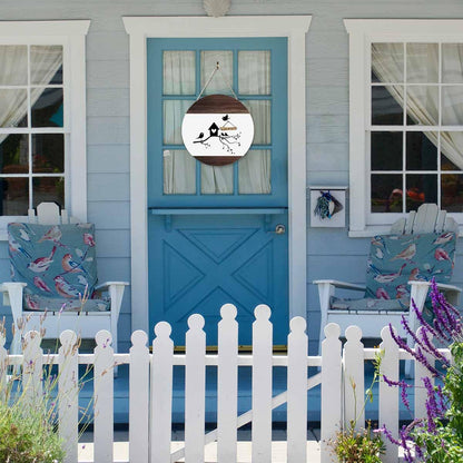 Beabes Welcome Door Sign Lovely Bird's Nest 12in Round Wood Panel Sign Home Porch Farmhouse Outdoor Indoor Festival Decorate Present