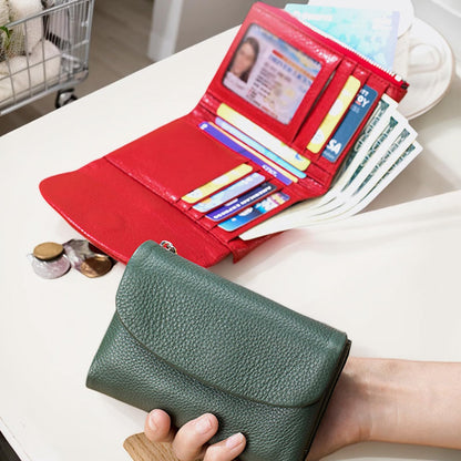 Unisex Pebble Leather Wallet,Small Wallets for Women,Genuine Leather Coin Purse,with Credit Card Holder,Coin Holder and Cash Slots,Genuine Leather Wallets for Men and Women (Black-2)