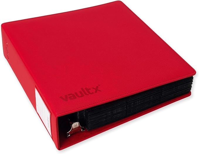 Vault X Large Ring Binder, 900 Cards, fits 9 Pocket Pages, Exo-Tec Material, 3 D-Ring Folder, for Trading Cards (Red)