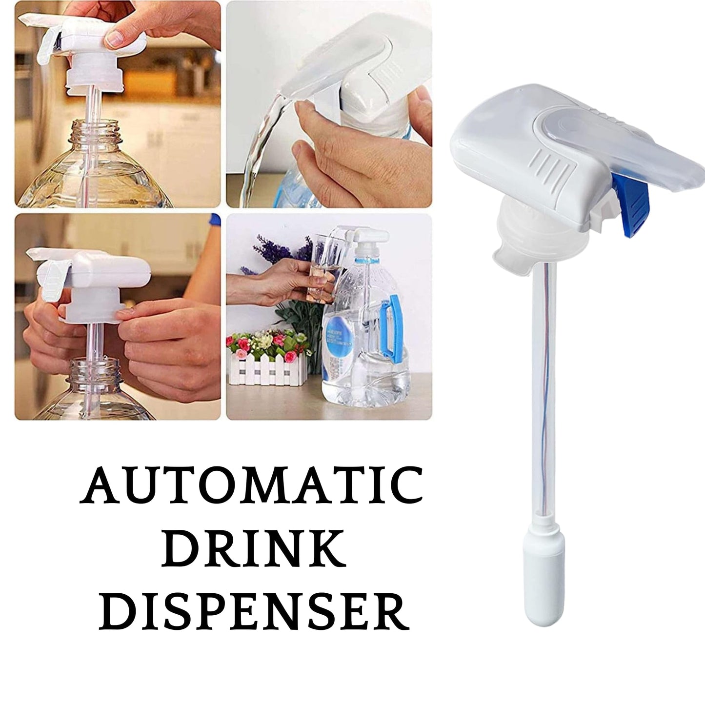 Automatic Drink Dispenser - Milk Dispenser for Fridge Gallon fits Milk Gallon Glass Milk Bottle - Hands-Free Gallon Dispenser for Juice, Beverage- 3 Pack, White