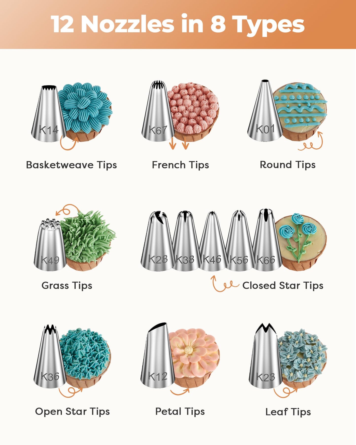 Kootek 71PCs Cake Decorating Kit, Baking Supplies Tools - Includes Cake Stand Turntable, 12 Icing Piping Tips Set, 2 Frosting Spatulas, 3 Scrapers, 50+2 Piping Bags, Coupler, Video Tutorial, Booklet