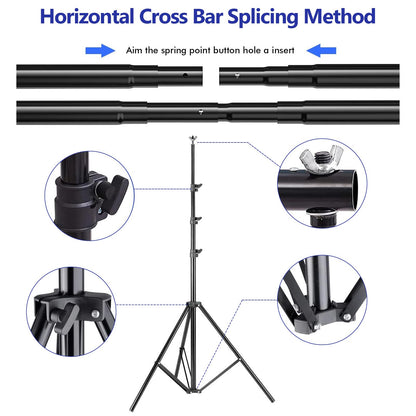 SLOW DOLPHIN Photo Studio Background Stand Support Kit Backdrop Stand, 40ft (Wide) x 8.5ft (Tall) Square Large Adjustable Backdrop Stand with Rotatable Connector, Carry Bag, Sand Bags Clamps.
