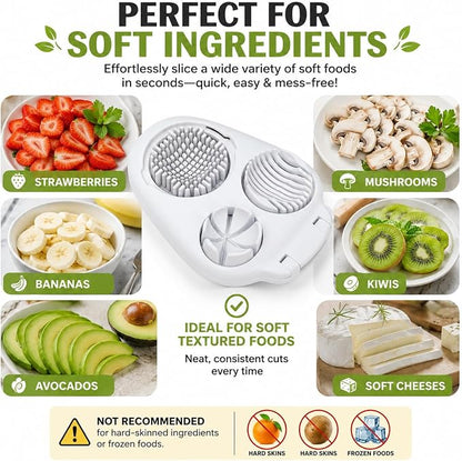 3-in-1 Egg Slicer for Hard Boiled Eggs - Multipurpose Stainless Steel Wire Cutter and Dicer for Strawberries, Mushrooms, and Soft Fruits - Dishwasher Safe Kitchen Tool