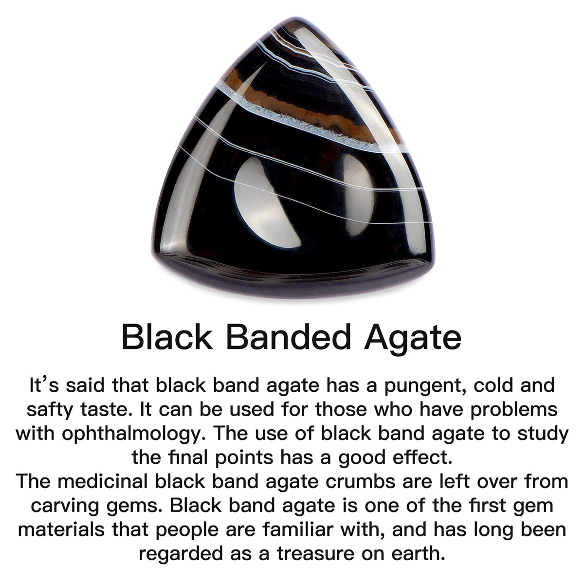 LEADGEM Thumb Black Band Onyx Worry Stone for Anxiety Healing Crystals Agate Triangular Shaped Palm Stones for Anxiey Relief 1.6”