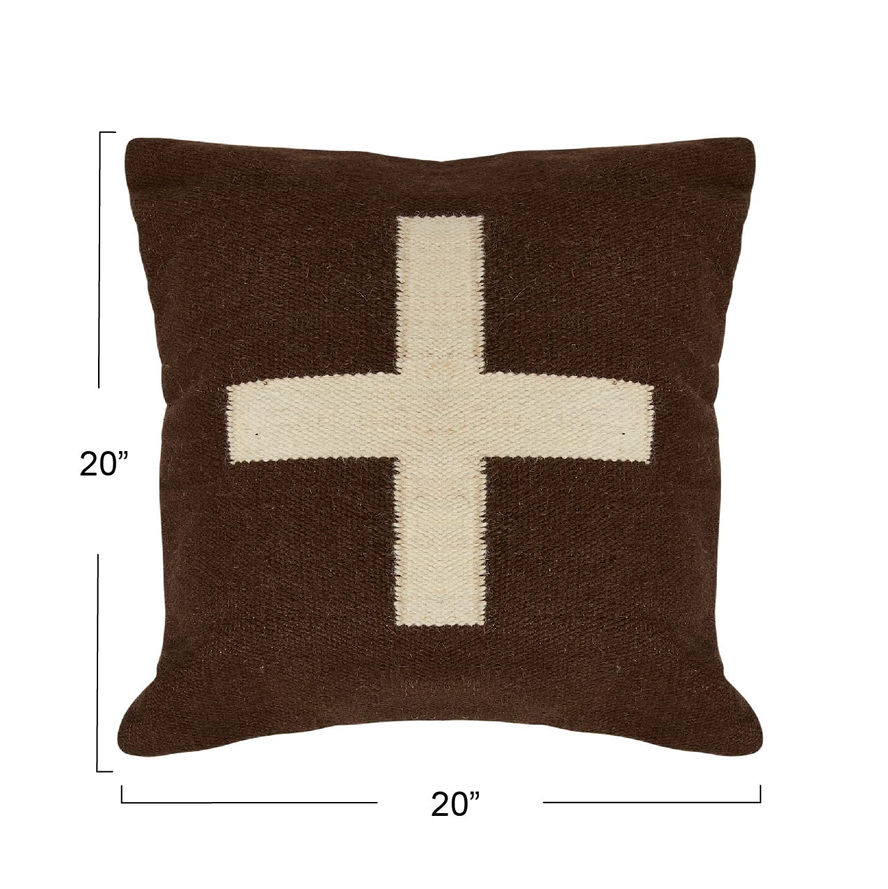 Creative Co-Op Swiss Cross Cotton Wool Throw Natural Pillow, std, Cream and Black