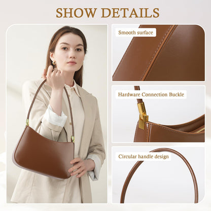 MFFOR Shoulder Bag for Women, Genuine Leather Hobo Tote Handbag, Small Clutch Purses Cute Hobo Handbag(Coffee)