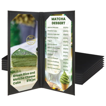 DUPDMKIN 6 Pack Menu Covers 4.25" x 11", PU Leather Menu Holder, Menu Book for Restaurant, Coffee Bars, Wine Lists, and Drink Specials