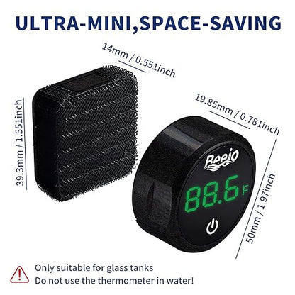 BEEJO 2 in 1 Aquarium Magnet Glass Cleaner with Touch Digital Thermometer ，Glass Fish Tanks Strong Magnetic Cleaning Brush，Aquarium Mini Algae Scraper (Black)