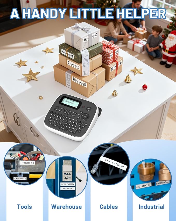 Label Maker Machine with-Tape, Label Maker Waterproof-Labels, Portable Labeler Machine with Keyboard, D210S Label Maker Multiple Symbols for Home Small Business Kids Teachers School Supplies