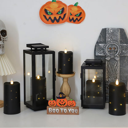 MUMCHASI 5 Packs Flameless Candles, Black Battery Operated Candles, Black LED Candles with Remote, Realistic Flickering Dancing Flame, Outdoor Waterproof for Halloween Party Outdoor Garden