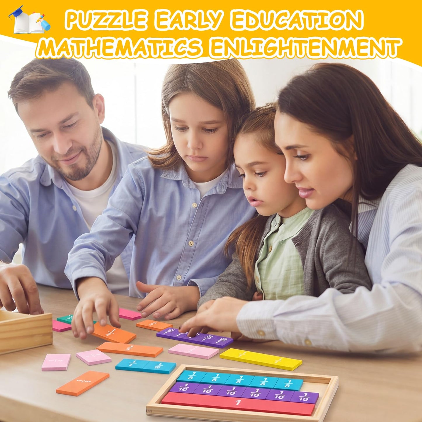 Sayglossy 20 Set Fraction Tiles Set for Math Classroom Rainbow Color Manipulatives Montessori Math Materials for Maths Classroom School Learning Educational Supplies