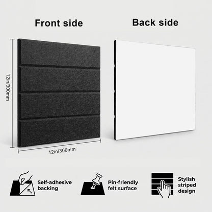 Acrridi Large Felt Bulletin Board with Self-Adhesive, 48" x 36", Black, Cork Board Alternative, 12 Pack with 36 Pushpins for Wall Home Office Decor