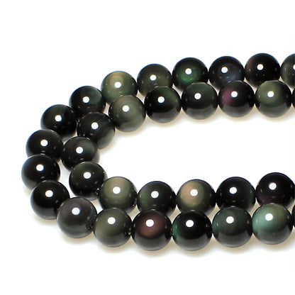 MJDCB Rare Collection Natural Stone Beads Rainbow Obsidian Round Loose Beads for Jewelry Making DIY Bracelet Necklace (6mm)