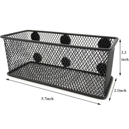 EASEPRES Magnetic Pencil Holder Set of 3 - Black Wire Mesh Storage Baskets Organizer with Strong Magnets - Perfect for Whiteboard, Refrigerator and Locker Accessories