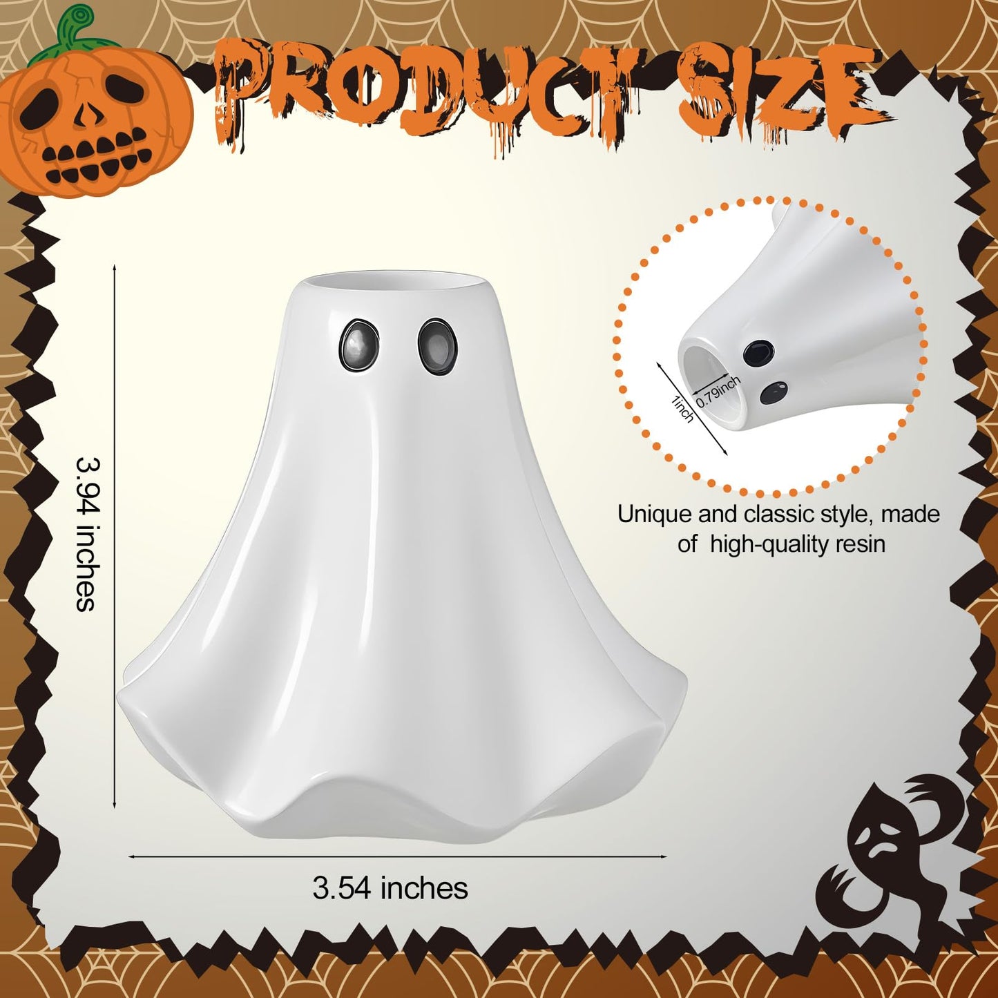 Conelist 2 Pcs Halloween Ghost Candlestick Holders Cute Ghost Shape Candle Stick Holders Ceramic Taper Candle Holder for Halloween Wedding Party Holiday Office Home Decor Gift