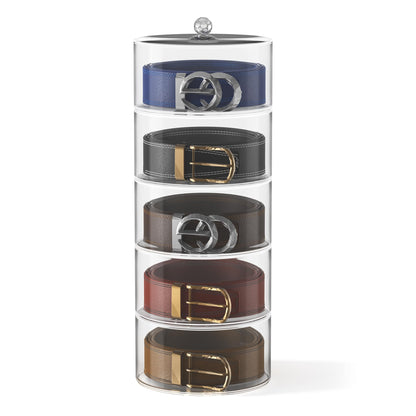 Yutzhre Belt Organizer, 5-Tier Acrylic Belt Storage & Holder for Closet - Clear Jewelry Organizer Case, Space Saving Display for Belts, Ties