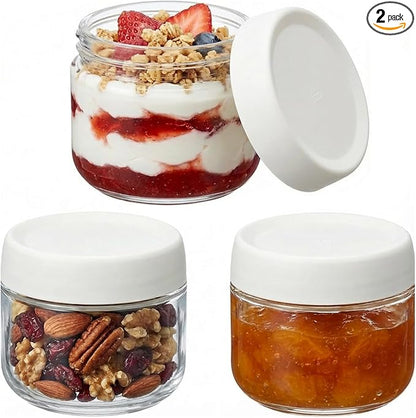 Glass Jar with Scew Lid, Overnight Oats Jars, Condiment Salad Dressing Sauce Meal Prep Containers, 10oz Wide Mouth Food Jars for Baby Food Snacks Sugar Spice, Glass Food Storage Containers Airtight